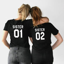 Load image into Gallery viewer, ZOGANKI Women Fashion Summer Best Friends T Shirt SISTER 01 SISTER 02 Tee Shirt Short Sleeve Casual Women T-shirts Tops