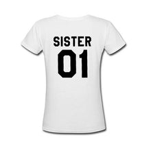 Load image into Gallery viewer, ZOGANKI Women Fashion Summer Best Friends T Shirt SISTER 01 SISTER 02 Tee Shirt Short Sleeve Casual Women T-shirts Tops