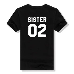 ZOGANKI Women Fashion Summer Best Friends T Shirt SISTER 01 SISTER 02 Tee Shirt Short Sleeve Casual Women T-shirts Tops