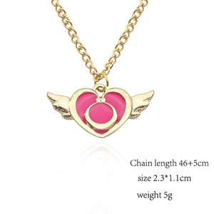 Anime Cardcaptor Sakura Sailor Moon Necklace Cartoon Card Captor Heart Wand Cat Rabbit Bird Necklaces Pendants Jewelry For Kids