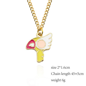 Anime Cardcaptor Sakura Sailor Moon Necklace Cartoon Card Captor Heart Wand Cat Rabbit Bird Necklaces Pendants Jewelry For Kids