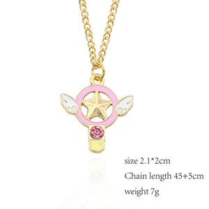 Anime Cardcaptor Sakura Sailor Moon Necklace Cartoon Card Captor Heart Wand Cat Rabbit Bird Necklaces Pendants Jewelry For Kids