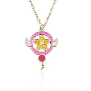 Anime Cardcaptor Sakura Sailor Moon Necklace Cartoon Card Captor Heart Wand Cat Rabbit Bird Necklaces Pendants Jewelry For Kids