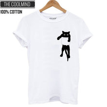 Load image into Gallery viewer, COOLMIND QI0232B 100% cotton cat print women T shirt casual short sleeve Tshirt female o-neck loose women t-shirt tops tee shirt