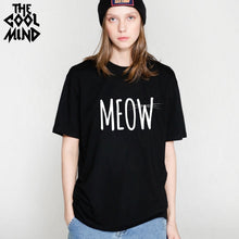 Load image into Gallery viewer, COOLMIND QI0232B 100% cotton cat print women T shirt casual short sleeve Tshirt female o-neck loose women t-shirt tops tee shirt