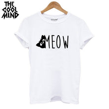 Load image into Gallery viewer, COOLMIND QI0232B 100% cotton cat print women T shirt casual short sleeve Tshirt female o-neck loose women t-shirt tops tee shirt