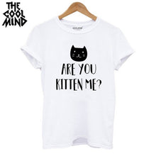 Load image into Gallery viewer, COOLMIND QI0232B 100% cotton cat print women T shirt casual short sleeve Tshirt female o-neck loose women t-shirt tops tee shirt