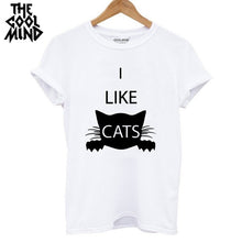 Load image into Gallery viewer, COOLMIND QI0232B 100% cotton cat print women T shirt casual short sleeve Tshirt female o-neck loose women t-shirt tops tee shirt