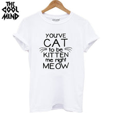 Load image into Gallery viewer, COOLMIND QI0232B 100% cotton cat print women T shirt casual short sleeve Tshirt female o-neck loose women t-shirt tops tee shirt