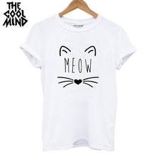 Load image into Gallery viewer, COOLMIND QI0232B 100% cotton cat print women T shirt casual short sleeve Tshirt female o-neck loose women t-shirt tops tee shirt