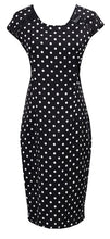 Load image into Gallery viewer, 2018 New Sexy Women Pencil Dresses Short Sleeve Summer Bandage Evening Party O-neck Bodycon Slim Polka Dot Dress Knee Length