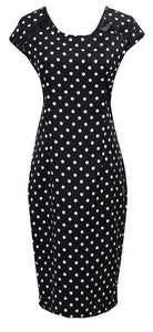 2018 New Sexy Women Pencil Dresses Short Sleeve Summer Bandage Evening Party O-neck Bodycon Slim Polka Dot Dress Knee Length