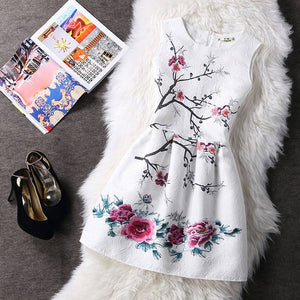 Fashion Summer Dress Women A-Line Flower Print Maxi Party Casual Vintage Dresses Elegant Sleeveless Ladies Dress Vestidos Q305