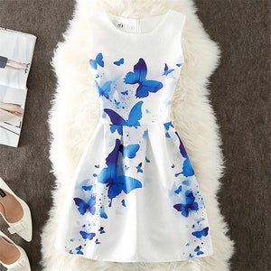 Fashion Summer Dress Women A-Line Flower Print Maxi Party Casual Vintage Dresses Elegant Sleeveless Ladies Dress Vestidos Q305