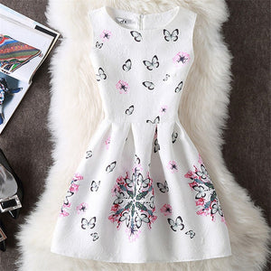 Fashion Summer Dress Women A-Line Flower Print Maxi Party Casual Vintage Dresses Elegant Sleeveless Ladies Dress Vestidos Q305