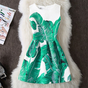 Fashion Summer Dress Women A-Line Flower Print Maxi Party Casual Vintage Dresses Elegant Sleeveless Ladies Dress Vestidos Q305