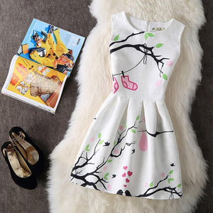 Fashion Summer Dress Women A-Line Flower Print Maxi Party Casual Vintage Dresses Elegant Sleeveless Ladies Dress Vestidos Q305