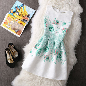 Fashion Summer Dress Women A-Line Flower Print Maxi Party Casual Vintage Dresses Elegant Sleeveless Ladies Dress Vestidos Q305