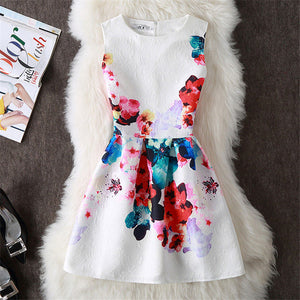 Fashion Summer Dress Women A-Line Flower Print Maxi Party Casual Vintage Dresses Elegant Sleeveless Ladies Dress Vestidos Q305