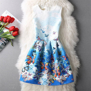 Fashion Summer Dress Women A-Line Flower Print Maxi Party Casual Vintage Dresses Elegant Sleeveless Ladies Dress Vestidos Q305