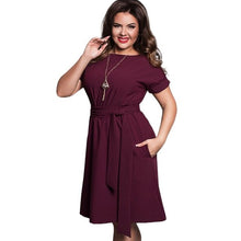 Load image into Gallery viewer, 6xl Sexy Party Plus Size Maxi Straight Solid Dresses with belt Elegant Ladies Women Dress Loose Large Sizes Slim Office Vestidos