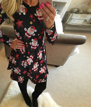 Load image into Gallery viewer, Autumn Winter New Women Chrismas Clothes Long Sleeve O Neck Christmas Tree Snowman Printed Slim Dress Knee Length Big Size S-5XL