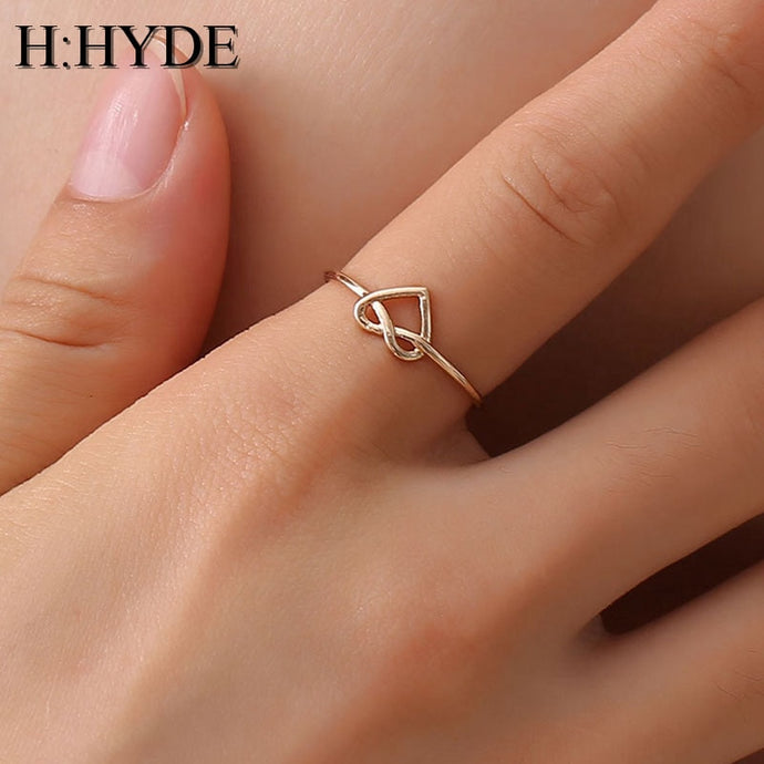 Wedding Heart Rose Gold Color Rings Engagement Black Color Stainless Steel