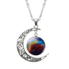 Load image into Gallery viewer, KISSWIF Silver Color Jewelry Fashion Moon Statement Necklace Glass Galaxy Lovely Necklace&amp;Pendants Fine Jewerly Wholesale