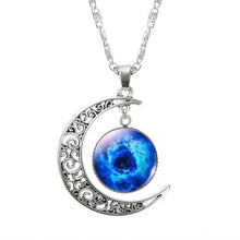 Load image into Gallery viewer, KISSWIF Silver Color Jewelry Fashion Moon Statement Necklace Glass Galaxy Lovely Necklace&amp;Pendants Fine Jewerly Wholesale