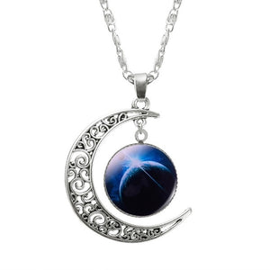 KISSWIF Silver Color Jewelry Fashion Moon Statement Necklace Glass Galaxy Lovely Necklace&Pendants Fine Jewerly Wholesale