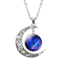 Load image into Gallery viewer, KISSWIF Silver Color Jewelry Fashion Moon Statement Necklace Glass Galaxy Lovely Necklace&amp;Pendants Fine Jewerly Wholesale