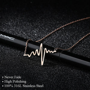 316L Stainless Steel Heartbeat Necklaces & Pendants Career Women High Polished Pendant Letter Love Necklace Friendship Jewelry