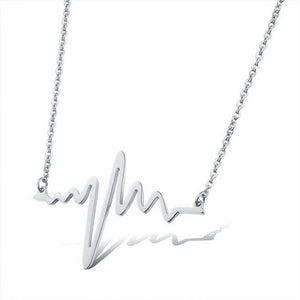 316L Stainless Steel Heartbeat Necklaces & Pendants Career Women High Polished Pendant Letter Love Necklace Friendship Jewelry