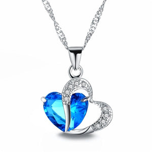 FAMSHIN 2018 Sell like Hot Cakes 6 colors Top Class lady Fashion Heart Pendant Necklace Crystal jewelry New Girls Women Jewelry