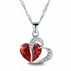 FAMSHIN 2018 Sell like Hot Cakes 6 colors Top Class lady Fashion Heart Pendant Necklace Crystal jewelry New Girls Women Jewelry