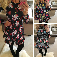 Load image into Gallery viewer, S-5XL Large Size Winter Women Dresses Casual Cute Printed Christmas Dress Casual 2019 Loose Party Short Dress Plus Size Vestidos