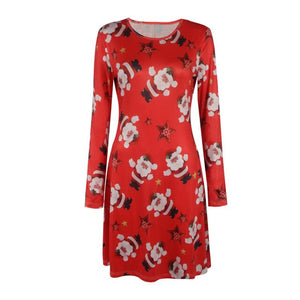 S-5XL Large Size Winter Women Dresses Casual Cute Printed Christmas Dress Casual 2019 Loose Party Short Dress Plus Size Vestidos