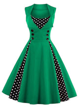 Load image into Gallery viewer, S-4XL Women Robe Retro  Vintage Dress 50s 60s Rockabilly Dot Swing Pin Up Summer Party Dresses Elegant Tunic Vestidos Casual