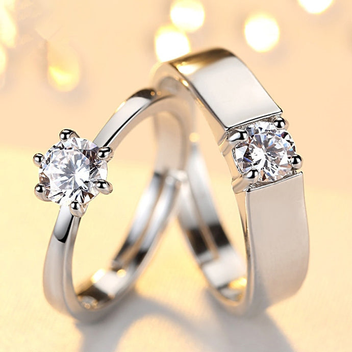 Classic Crystal CZ Stone Wedding Engagement Rings for Couples