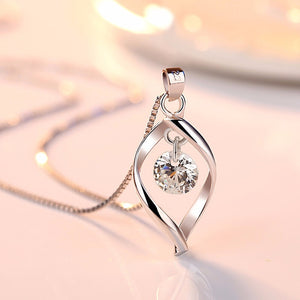 2019 Elegant 925 Sterling Silver AAA Zircon Pendant Necklaces Women Jewelry Minimalist Twist Design Crystal Necklaces & Pendants