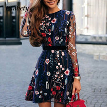 Load image into Gallery viewer, Fanbty 2019 Sexy Women Floral Embroidery Dress Sheer Mesh Summer Boho Mini A-line Dress Lady See-through Party Dresses Vestidos