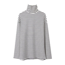 Load image into Gallery viewer, 2019 New Black White Striped Long Sleeve T Shirts Women Loose T-shirt Womens Female Fashion Korean Style School Students Females