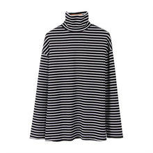 Load image into Gallery viewer, 2019 New Black White Striped Long Sleeve T Shirts Women Loose T-shirt Womens Female Fashion Korean Style School Students Females