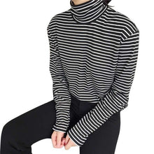 Load image into Gallery viewer, Fashion Black White Striped Women Long Sleeve T-shirt