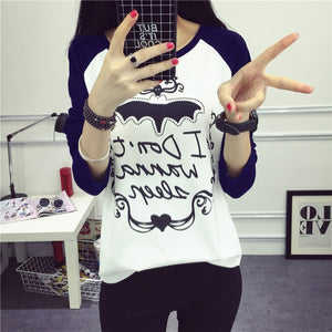 Cute Cat Harajuku T-Shirt 2019 Spring Summer New Women Animals Printed T-Shirt Cotton O-Neck Full Sleeve Korean Style Tops Tees