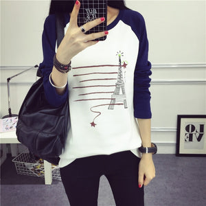 Cute Cat Harajuku T-Shirt 2019 Spring Summer New Women Animals Printed T-Shirt Cotton O-Neck Full Sleeve Korean Style Tops Tees