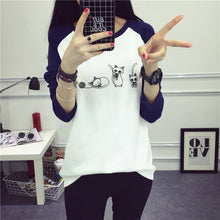 Load image into Gallery viewer, Cute Cat Harajuku T-Shirt 2019 Spring Summer New Women Animals Printed T-Shirt Cotton O-Neck Full Sleeve Korean Style Tops Tees