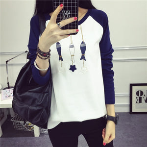 Cute Cat Harajuku T-Shirt 2019 Spring Summer New Women Animals Printed T-Shirt Cotton O-Neck Full Sleeve Korean Style Tops Tees