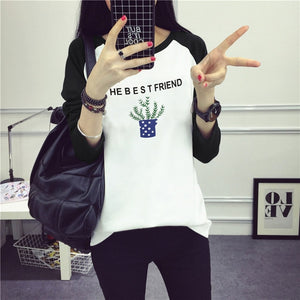 Cute Cat Harajuku T-Shirt 2019 Spring Summer New Women Animals Printed T-Shirt Cotton O-Neck Full Sleeve Korean Style Tops Tees