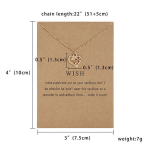 Fashion Tiny Dainty Flower Heart Pendant Necklace Wish Card Gold Charm Necklace Jewelry For Women Accessories Girlfriend Gifts